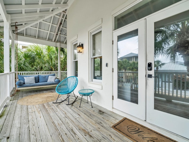 deck featuring french doors