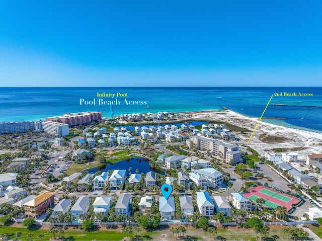 bird's eye view featuring a water view