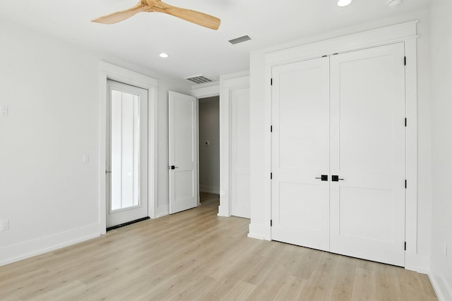 162 Casting Lake Rd, Miramar Beach, FL 32550 - unfurnished bedroom with light wood-style flooring, recessed lighting, and ceiling fan