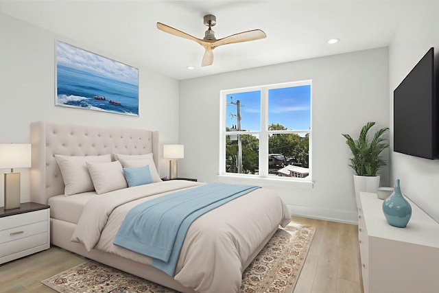 162 Casting Lake Rd, Miramar Beach, FL 32550 - bedroom featuring light wood finished floors, recessed lighting, and a ceiling fan