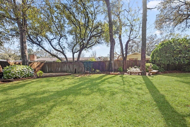 view of yard featuring a fenced backyard