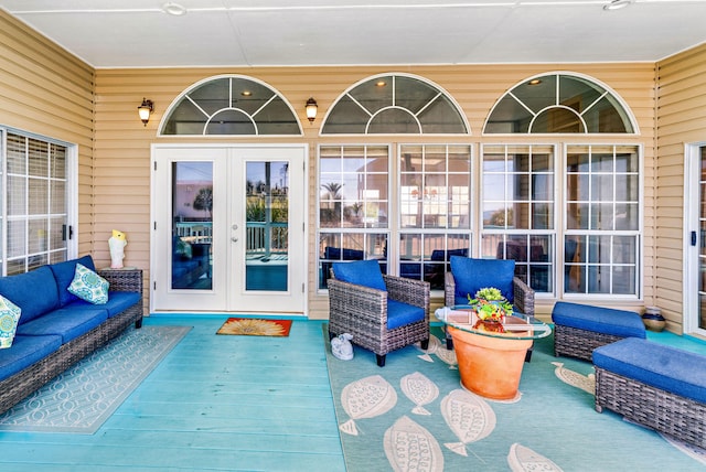 617 E E Gorrie Dr, Saint George Island, FL 32328 - view of patio / terrace featuring an outdoor hangout area and french doors