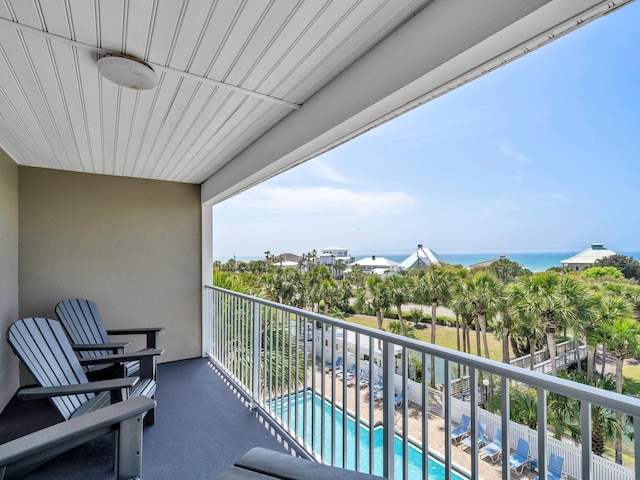 balcony with a water view