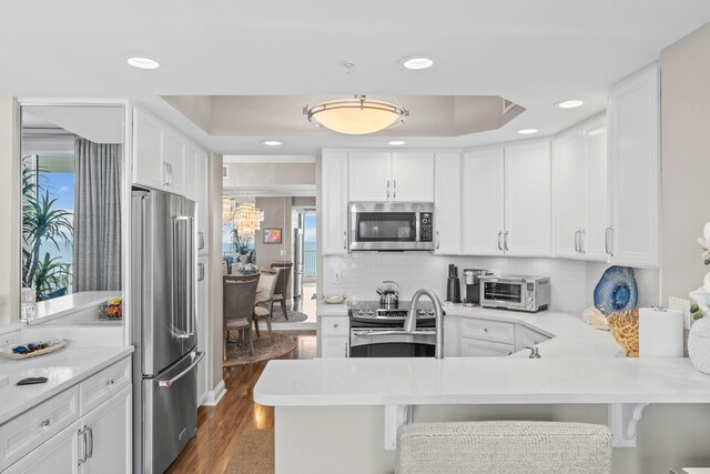 1 Beach Club Dr Unit 1205, Miramar Beach, FL 32550 - kitchen with stainless steel appliances, white cabinets, light countertops, healthy amount of natural light, and recessed lighting
