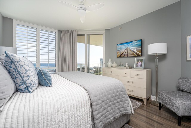 1 Beach Club Dr Unit 1205, Miramar Beach, FL 32550 - bedroom featuring access to exterior, wood finished floors, baseboards, and ceiling fan