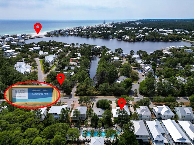 161 Lakewood Dr, Santa Rosa Beach, FL 32459 - aerial perspective of suburban area featuring a nearby body of water