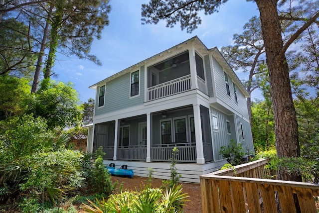 161 Lakewood Dr, Santa Rosa Beach, FL 32459 - view of front of property with a sunroom and ceiling fan