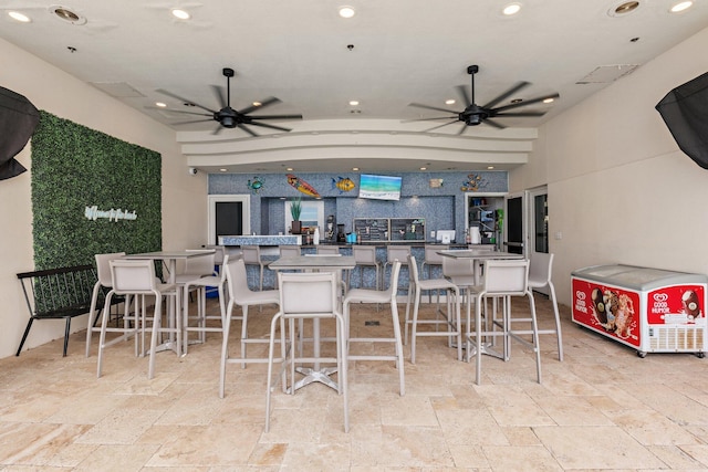 16701 Front Beach Rd Unit 1203, Panama City Beach, FL 32413 - view of patio / terrace featuring ceiling fan and outdoor dry bar