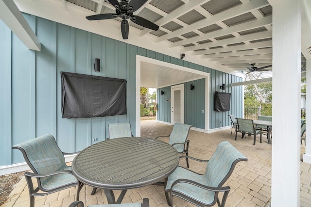 384 Carson Oaks Ln, Santa Rosa Beach, FL 32459 - view of patio with outdoor dining area and a ceiling fan