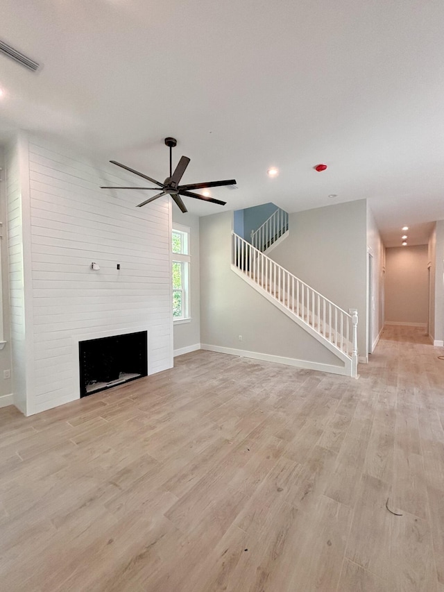 LOT11 E Georgie Pt, Washington, FL 32459 - unfurnished living room with baseboards, light wood-style floors, ceiling fan, and recessed lighting