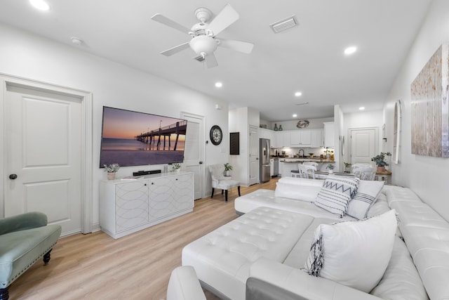 25 S Wildflower Dr Unit 224, Santa Rosa Beach, FL 32459 - living area with visible vents, recessed lighting, a ceiling fan, and light wood finished floors