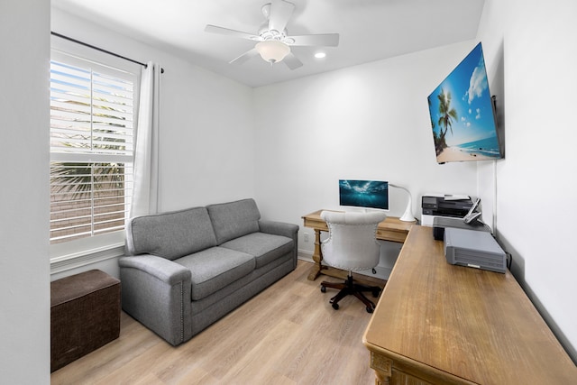 25 S Wildflower Dr Unit 224, Santa Rosa Beach, FL 32459 - office area with ceiling fan, recessed lighting, and light wood-type flooring