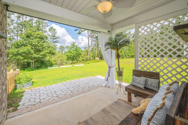 view of patio / terrace with a ceiling fan