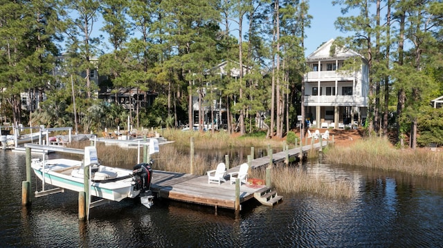 view of dock featuring a water view