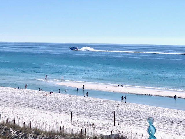 view of water feature with a view of the beach