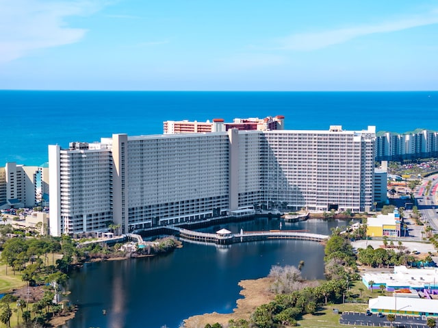 9860 S Thomas Dr Unit 501, Panama City Beach, FL 32408 - bird's eye view featuring a water view and a city view