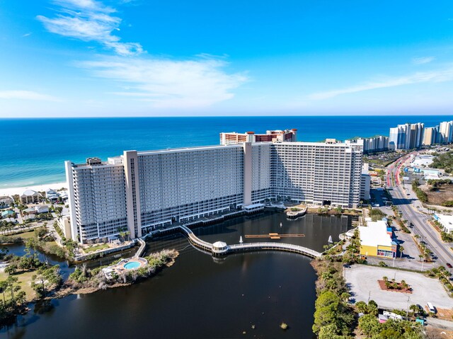 9860 S Thomas Dr Unit 501, Panama City Beach, FL 32408 - drone / aerial view with a water view and a view of city