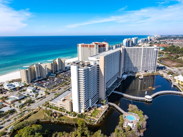 9860 S Thomas Dr Unit 501, Panama City Beach, FL 32408 - drone / aerial view featuring a water view and a city view