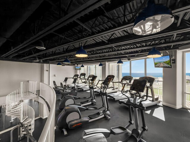 9860 S Thomas Dr Unit 501, Panama City Beach, FL 32408 - gym with baseboards