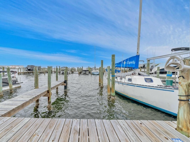 view of dock featuring a water view