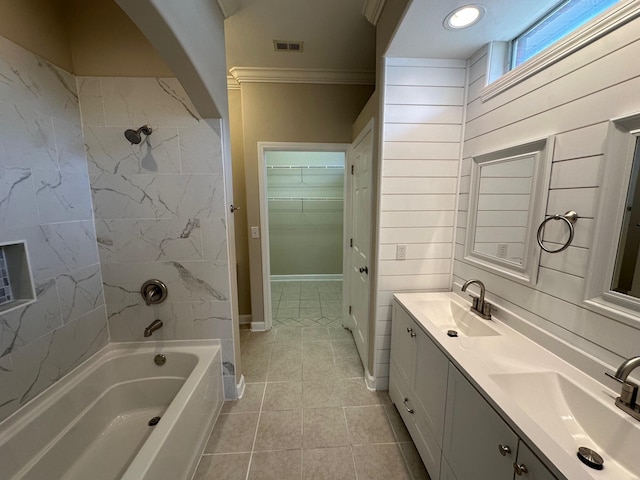 287 Stahlman Ave, Destin, FL 32541 - bathroom featuring double vanity, a sink, washtub / shower combination, and visible vents