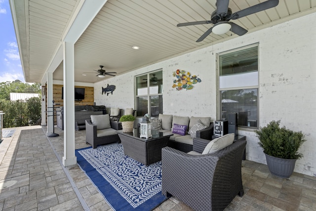 862 Bay Grove Rd, Freeport, FL 32439 - view of patio / terrace with a ceiling fan and an outdoor living space