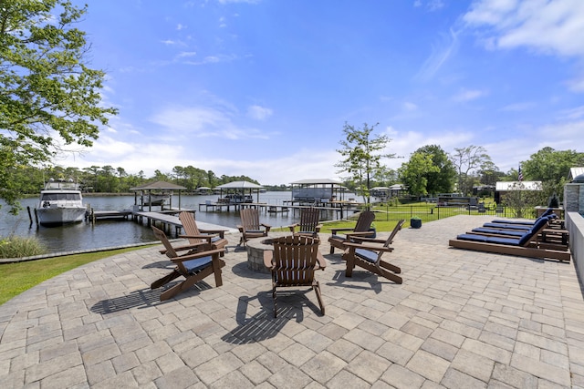 862 Bay Grove Rd, Freeport, FL 32439 - view of patio featuring a water view, a dock, and boat lift