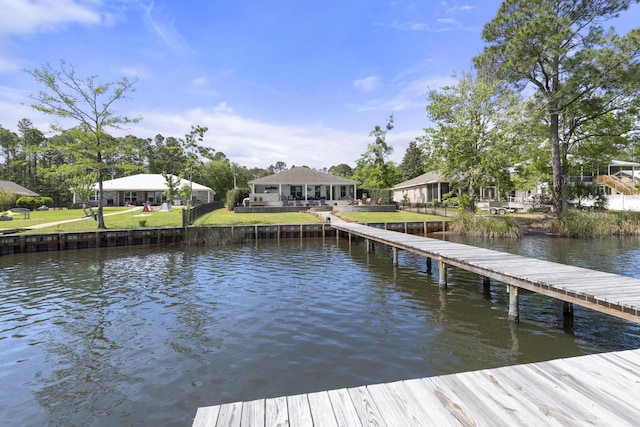 862 Bay Grove Rd, Freeport, FL 32439 - dock area with a water view and a yard