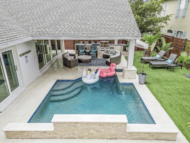 52 Secret Harbor Dr, Miramar Beach, FL 32550 - view of swimming pool with an outdoor kitchen, outdoor lounge area, and a patio area