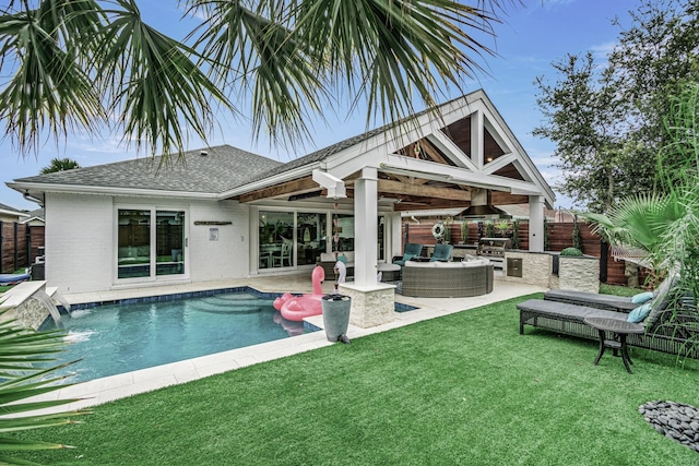52 Secret Harbor Dr, Miramar Beach, FL 32550 - view of swimming pool with area for grilling, outdoor lounge area, and a patio area
