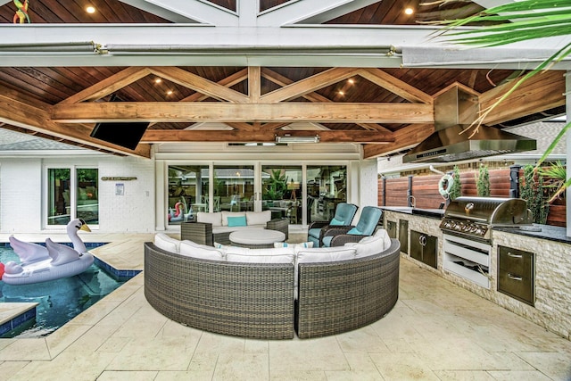 52 Secret Harbor Dr, Miramar Beach, FL 32550 - view of patio featuring an outdoor living space, area for grilling, a grill, and a gazebo