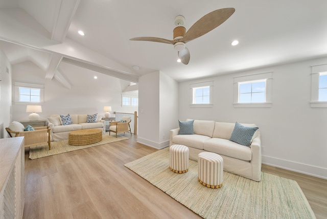 272 Beach Bike Way, Seacrest, FL 32461 - living area featuring a ceiling fan, plenty of natural light, light wood-style flooring, recessed lighting, and baseboards