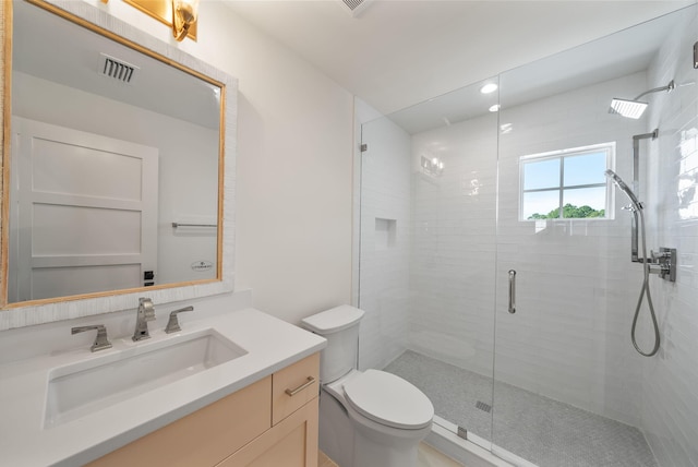 272 Beach Bike Way, Seacrest, FL 32461 - bathroom with toilet, a stall shower, vanity, and recessed lighting