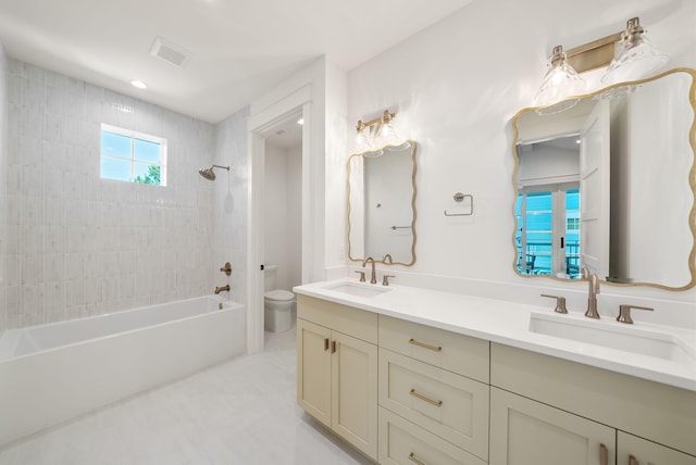 272 Beach Bike Way, Seacrest, FL 32461 - bathroom with toilet, double vanity, and shower / bath combination