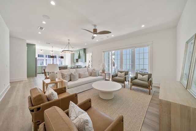 272 Beach Bike Way, Seacrest, FL 32461 - living area with plenty of natural light, light wood-style floors, a ceiling fan, and recessed lighting