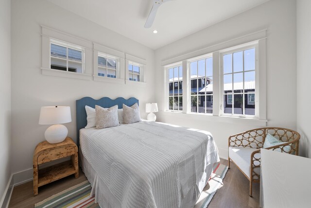 272 Beach Bike Way, Seacrest, FL 32461 - bedroom with wood finished floors, recessed lighting, baseboards, and a ceiling fan