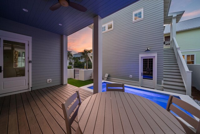 272 Beach Bike Way, Seacrest, FL 32461 - deck at dusk featuring a ceiling fan