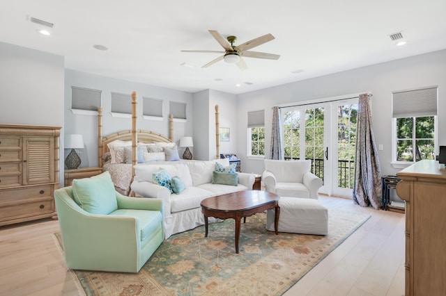 21 S Anchors Lake Dr, Santa Rosa Beach, FL 32459 - bedroom with access to outside, light wood-type flooring, and visible vents