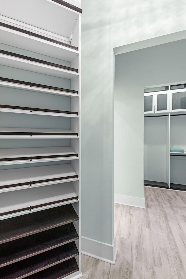 walk in closet featuring wood finished floors