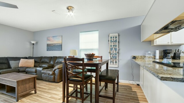 living room with light wood-style flooring and baseboards