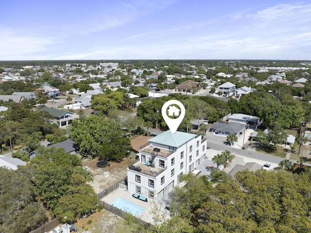 birds eye view of property with a residential view