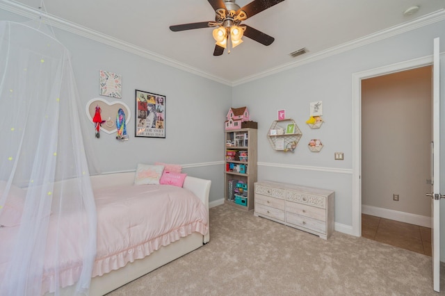 4594 Nautical Ct, Destin, FL 32541 - bedroom featuring crown molding, carpet floors, baseboards, and visible vents