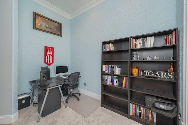 4594 Nautical Ct, Destin, FL 32541 - carpeted office space with crown molding, baseboards, and a textured wall