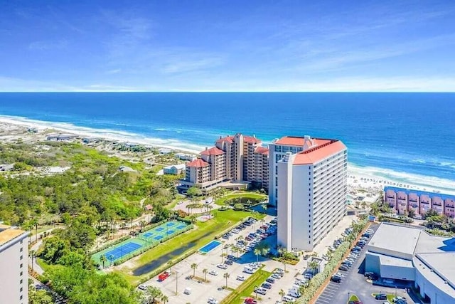 drone / aerial view with a water view and a view of city