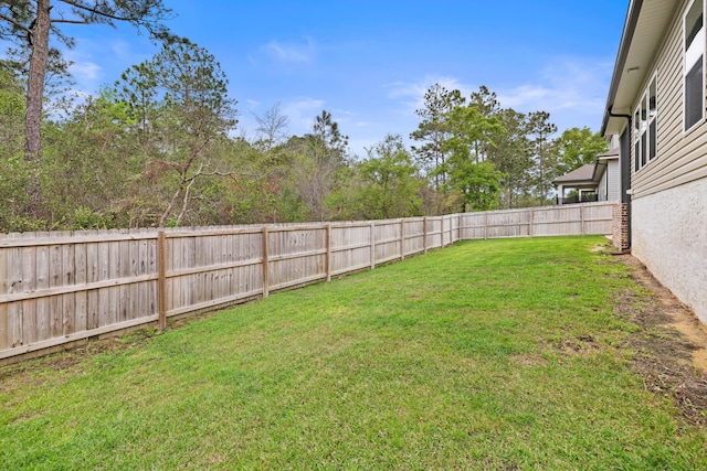 view of yard featuring a fenced backyard