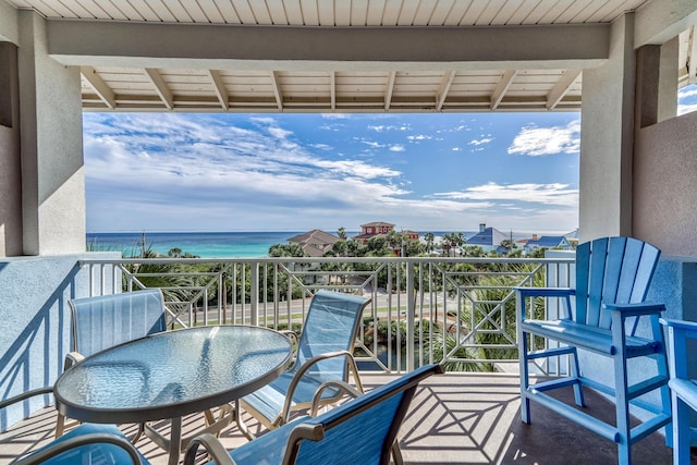 balcony with a water view