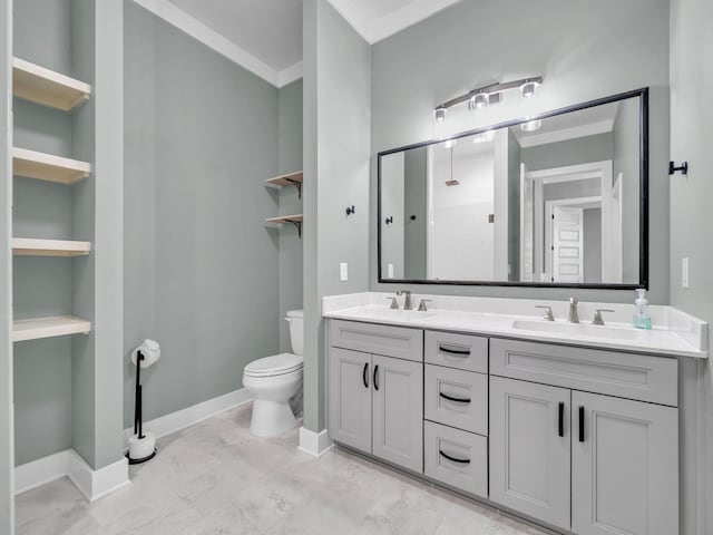 1160 Deer Moss Loop, Niceville, FL 32578 - bathroom with a sink, toilet, double vanity, and baseboards