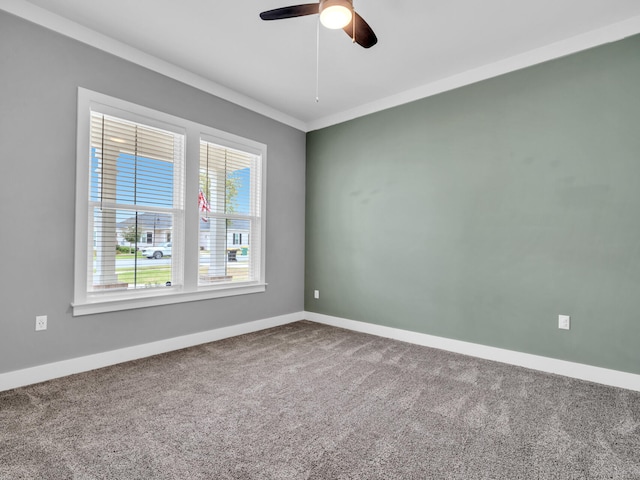 1160 Deer Moss Loop, Niceville, FL 32578 - carpeted empty room with crown molding, baseboards, and a ceiling fan