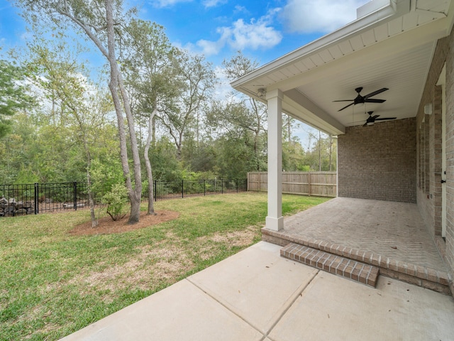 1160 Deer Moss Loop, Niceville, FL 32578 - view of yard featuring a fenced backyard, ceiling fan, and a patio