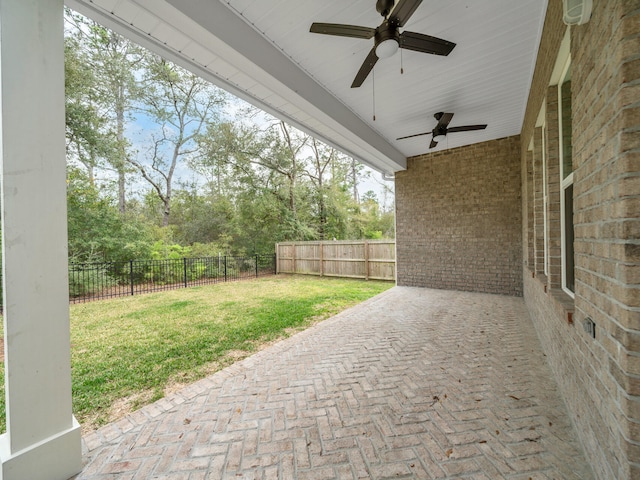 1160 Deer Moss Loop, Niceville, FL 32578 - view of patio / terrace featuring a fenced backyard and ceiling fan